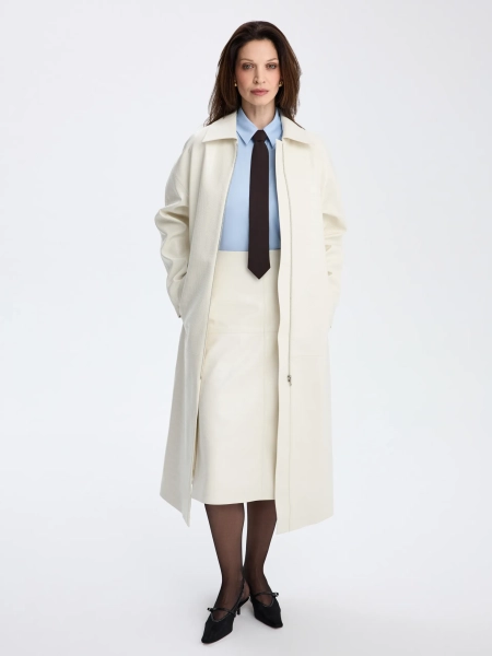 Юбка из фактурной экокожи ANNA PEKUN, цвет: белый,  купить онлайн