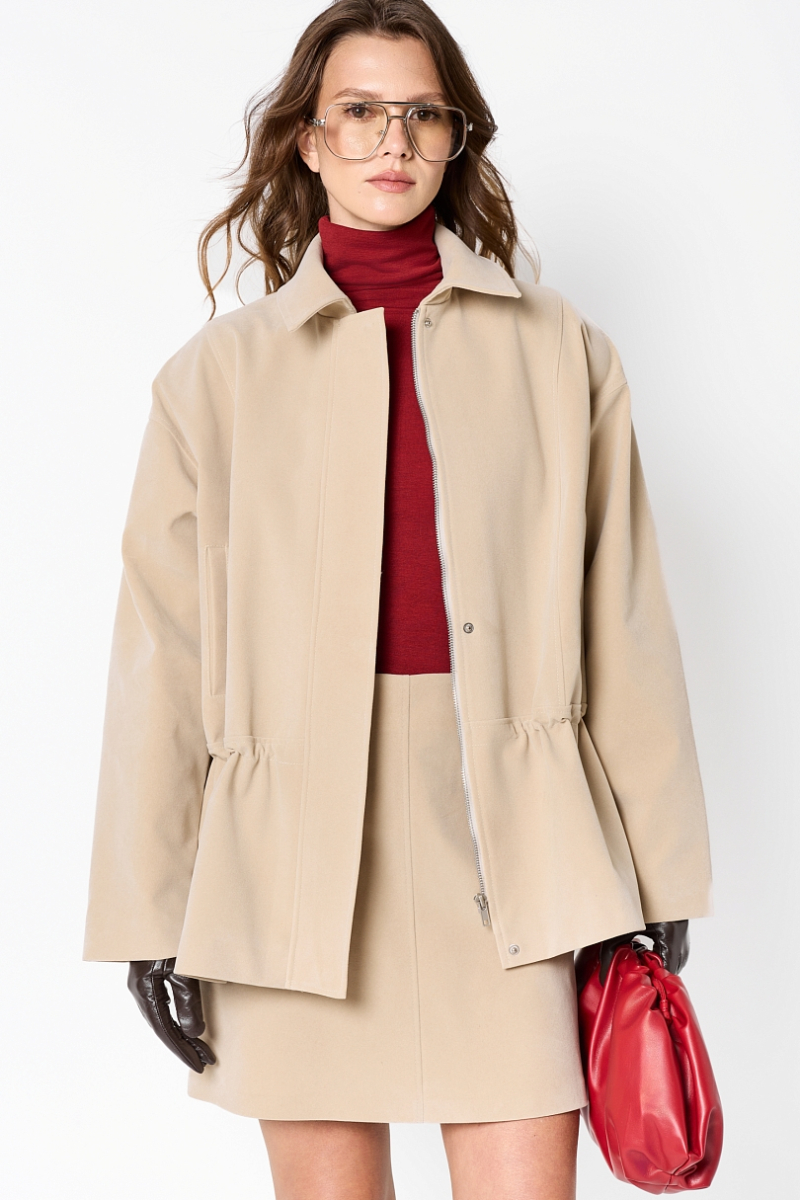 Парка из экозамши на молнии Ricoco, цвет: слоновая кость, 7060/2 купить онлайн