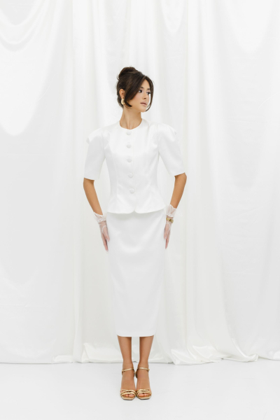 Юбка из атласа миди VELVET, цвет: молочный, 00-00005254 купить онлайн