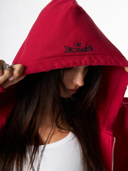 Худи Vintage waves zip hoodie U NAIPACHE, цвет: красный,  купить онлайн