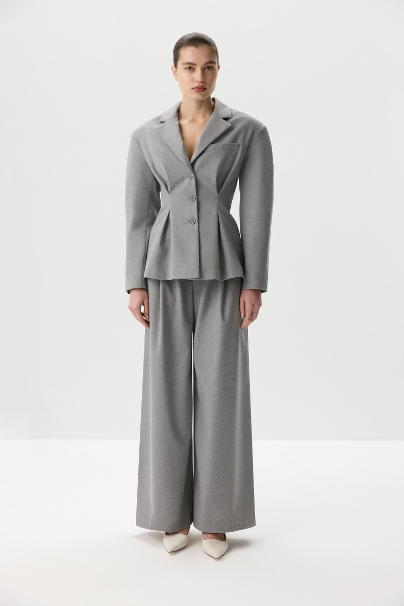 Жакет с защипами по талии Charmstore, цвет: серый меланж, 109-45835-889 купить онлайн