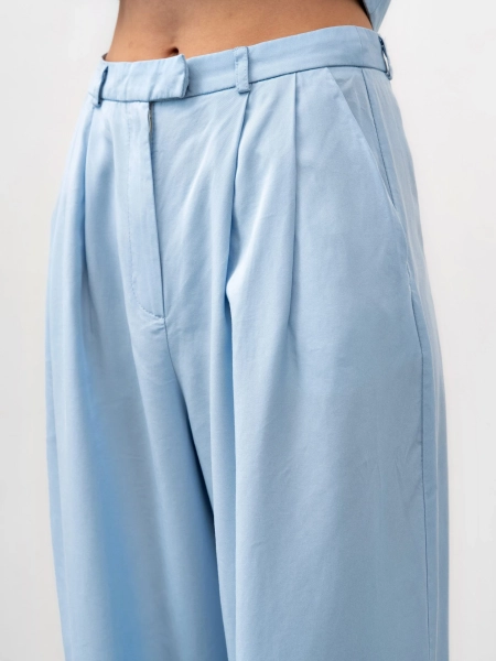 Брюки с защипами из тенселя, blue TRÈS, цвет: голубой,  купить онлайн