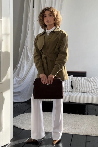 Укороченный тренч Y.SO, цвет: Khaki,  купить онлайн