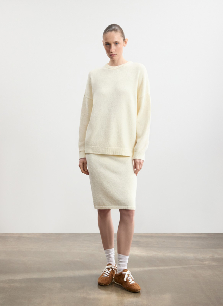 Юбка фактурной вязки из хлопка ALL WE NEED, цвет: белый,  купить онлайн