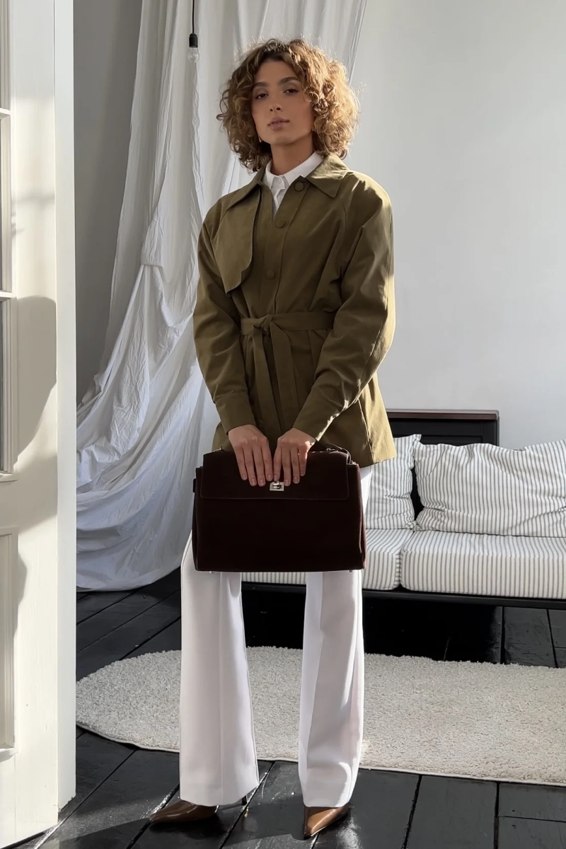 Укороченный тренч Y.SO, цвет: Khaki,  купить онлайн