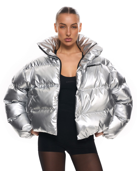 Пуховик оверсайз укороченный Suborbia, цвет: Серебряный, 006158 купить онлайн