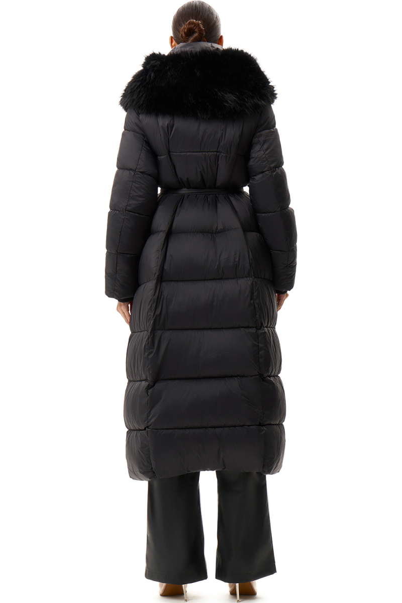Пуховик длинный с поясом SODAMODA, цвет: Черный, 15956 купить онлайн