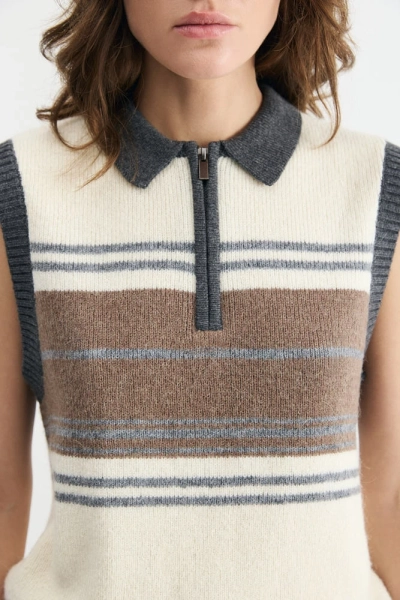 Жилет на молнии с альпака Daisyknit, цвет: молочный,  купить онлайн