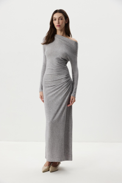 Платье с драпировкой из мягкого трикотажа Charmstore, цвет: серый, 207-512107-884 купить онлайн