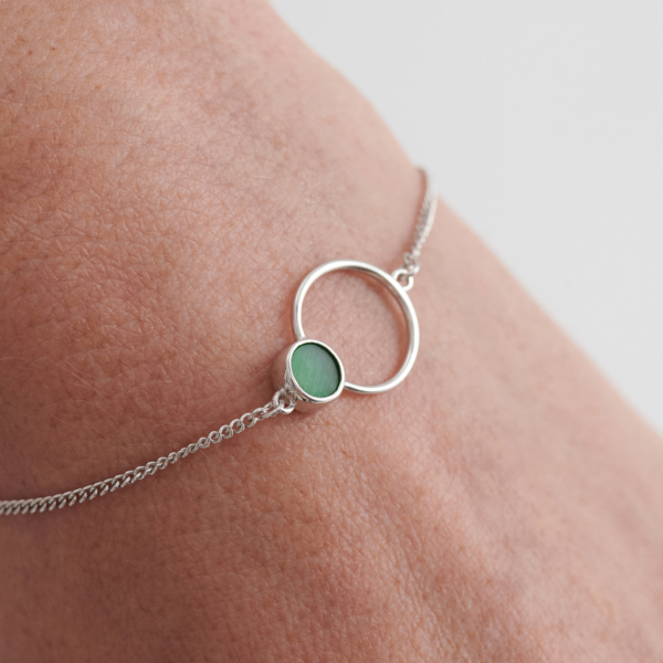 Браслет-цепь с зеленым агатом Ombi Darkrain, цвет: серебро, DR1007 купить онлайн