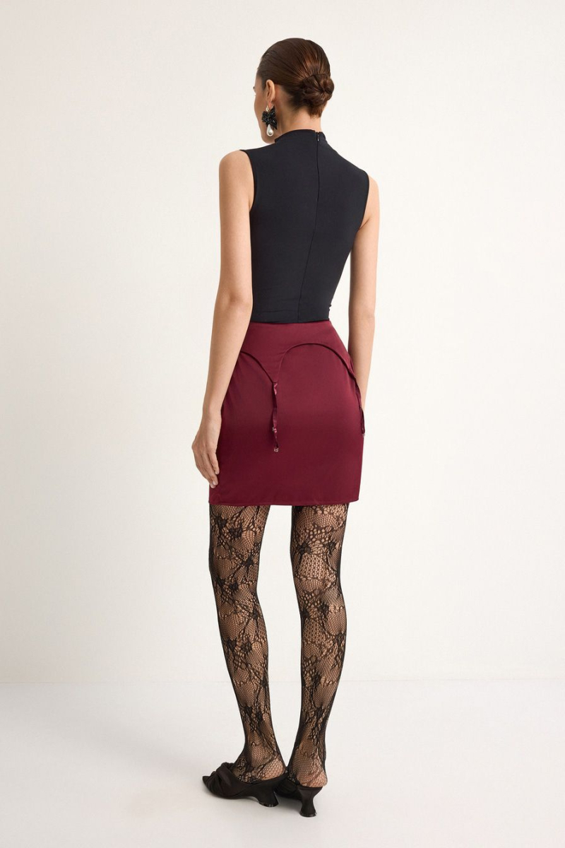 Атласная юбка TOPTOP, цвет: Бордовый, TT.070.18406.330 купить онлайн