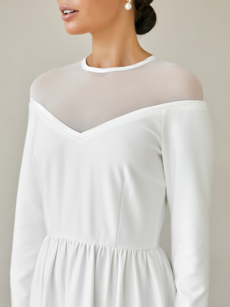 Платье с пышной юбкой и вырезом из сетки I.B.W., цвет: пандора, молочный, ED025 купить онлайн