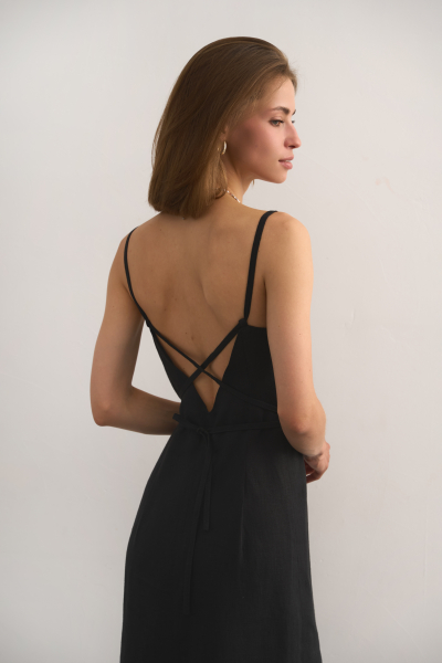 Платье на бретелях Nuit PURE LINEN, цвет: Черный,  купить онлайн