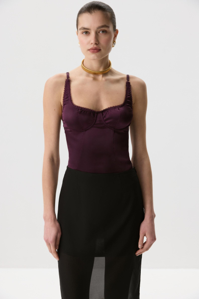 Боди из сатина Charmstore, цвет: сливовый, 103-40560-680 купить онлайн