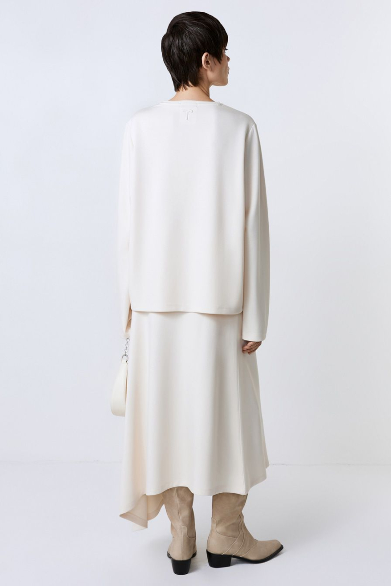 Асимметричная юбка из неопрена TOPTOP, цвет: молочный, TT.071.16235.120 купить онлайн