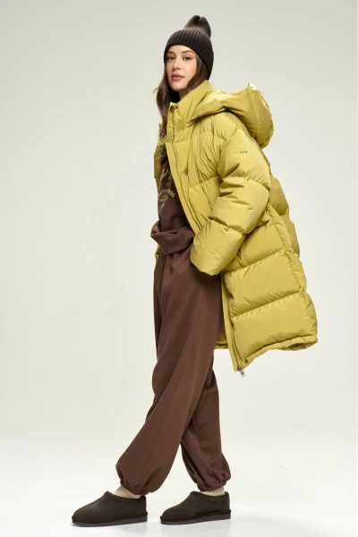 Пуховик удлиненный Olive Erist store, цвет: оливковый, НФ-00002829 купить онлайн
