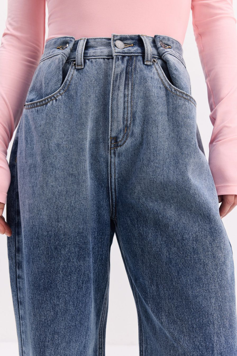 Джинсы с застежками на талии TOPTOP, цвет: голубой, TT.036.16087.600 купить онлайн