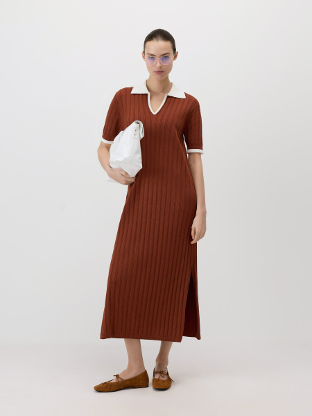 Платье с воротником-поло Conso, цвет: терракотовый/молочный, KDL 260731 - терракотовый/молочный купить онлайн