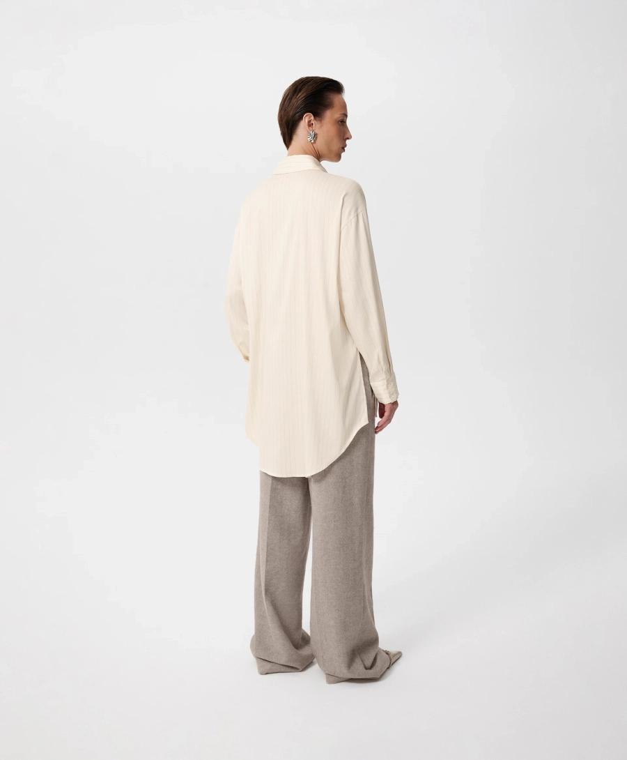 Блузка с матовым блеском в полоску GLVR, цвет: бежевый, 225G33GAC2204 купить онлайн