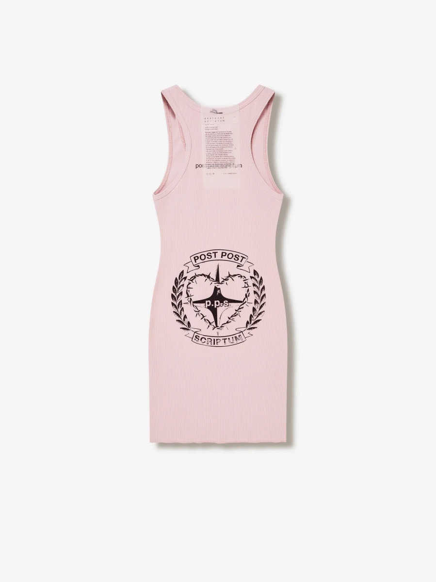 Платье в рубчик с принтом POST POST SCRIPTUM, цвет: пудровый розовый 1108.000.00.03.402 |трендовая новинка купить онлайн
