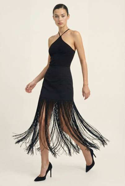 Юбка с бахромой мини REFERT, цвет: Черный, 07-2612/1-2511 купить онлайн