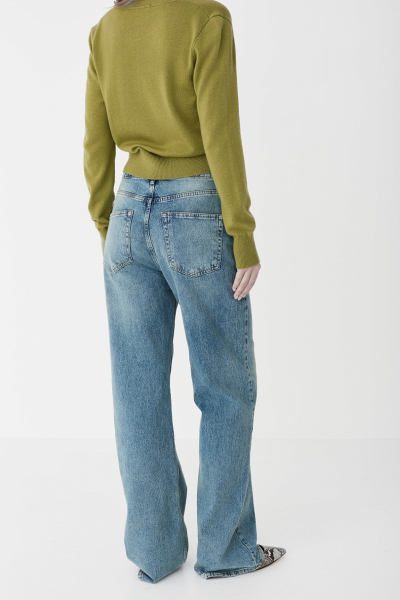 Джинсы прямые с завышенной посадкой Ricoco, цвет: грязно-голубой, 3066/4 купить онлайн