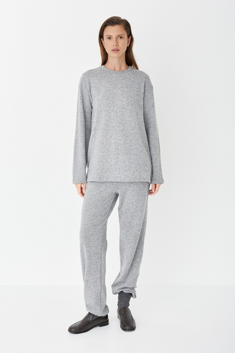 Брюки базовые из смесовой шерсти CL Ricoco, цвет: серый меланж, 7036/3 купить онлайн