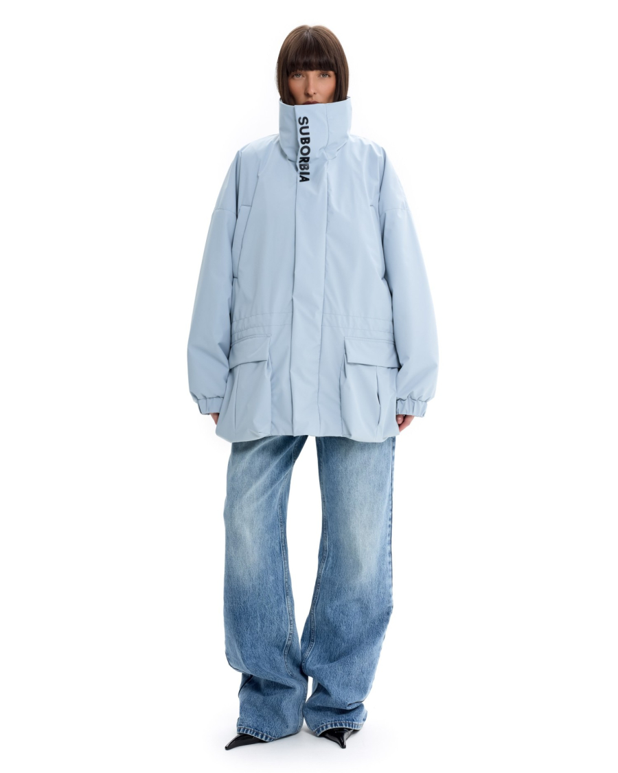 Куртка с кулиской на талии Suborbia, цвет: серо-голубой, 006969 купить онлайн