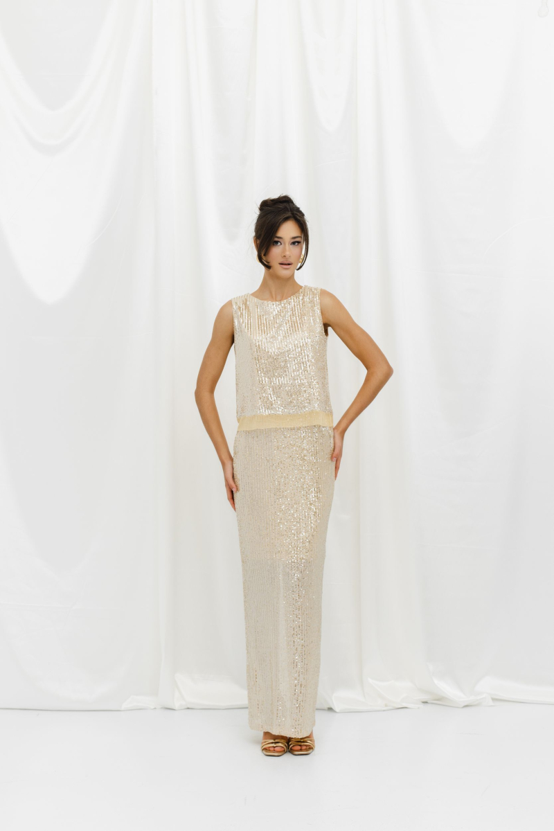 Блуза-топ из пайеток удлиненный VELVET, цвет: Персиковый, 00-00004256 купить онлайн