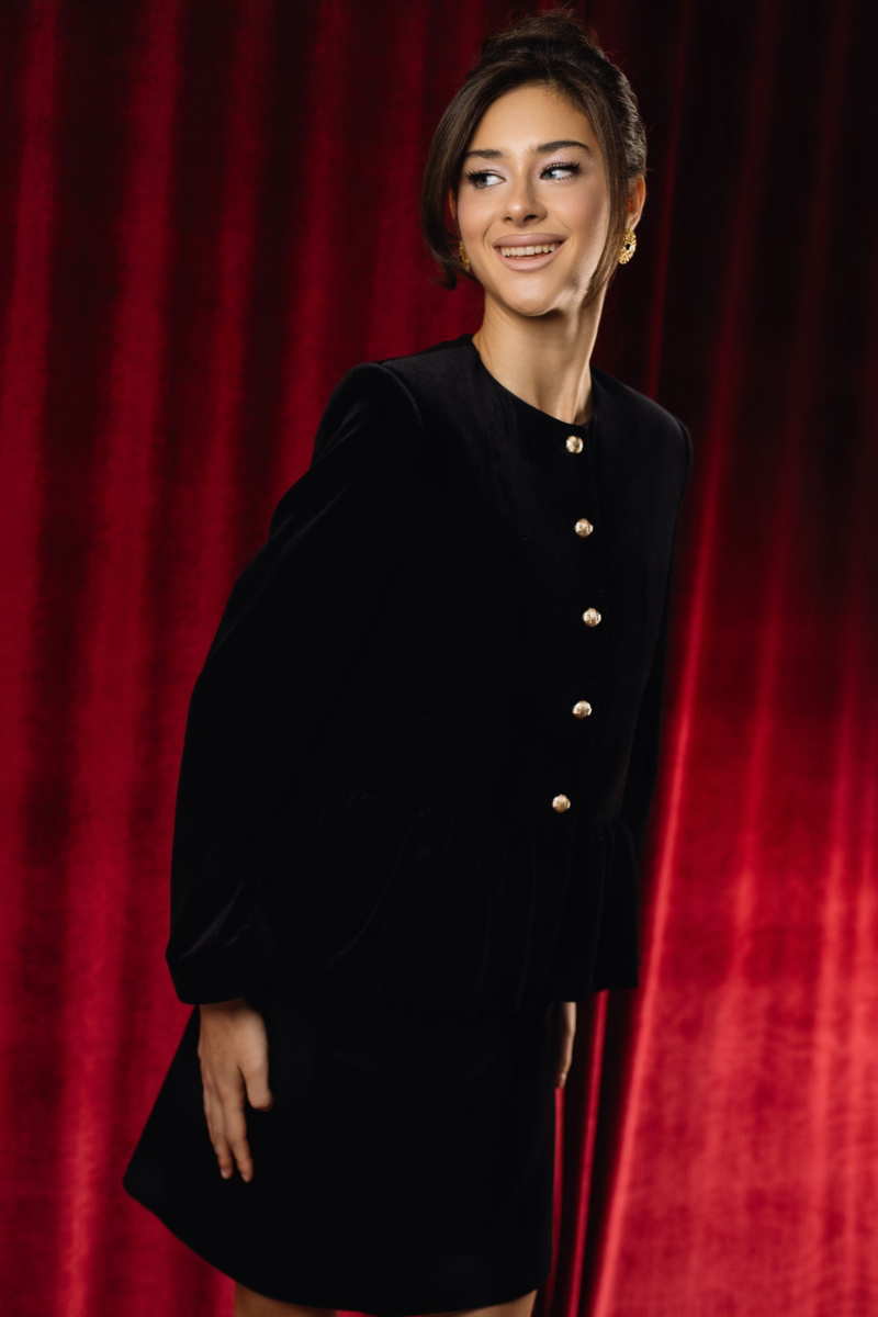 Жакет из бархата с объемной баской VELVET, цвет: Черный, 00-00005243 купить онлайн