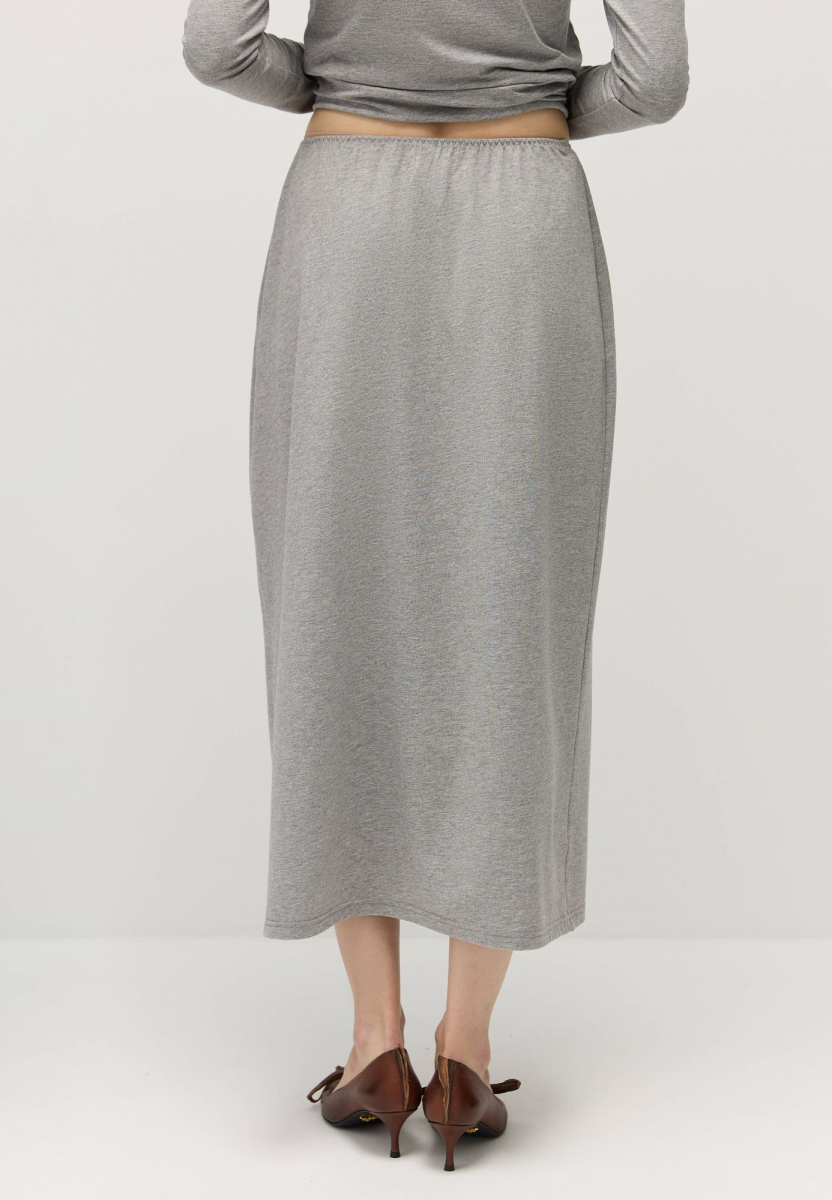 Юбка бельевая из модала с хлопком AROUND, цвет: серый меланж,  купить онлайн