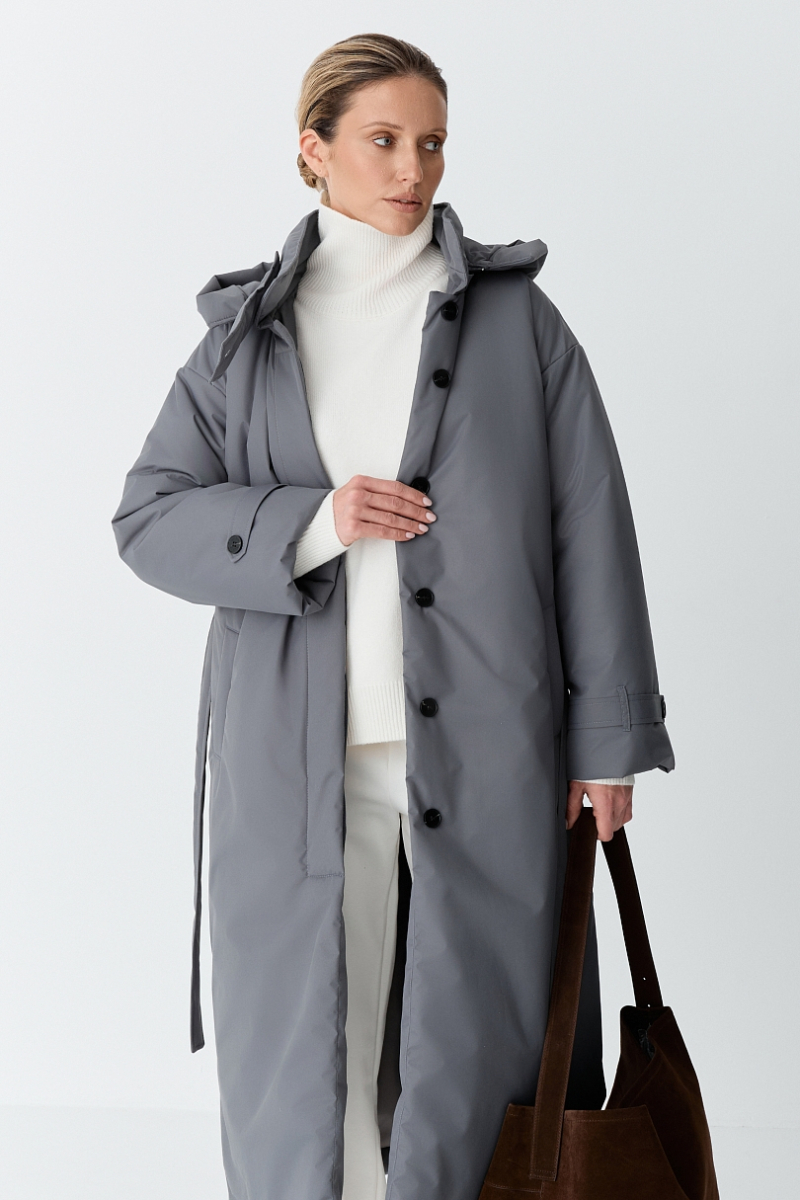 Пальто однобортное утепленное Ricoco, цвет: серый, 7012/3 купить онлайн