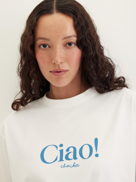 Футболка с голубым принтом "Ciao Chaika"