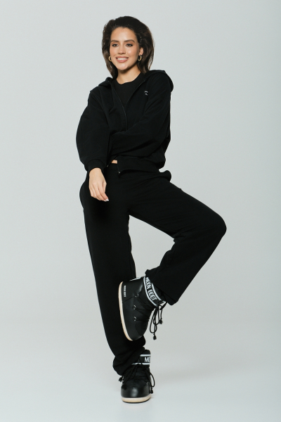 Брюки с велюр эффектом Ricoco, цвет: Черный, 7040/2 купить онлайн