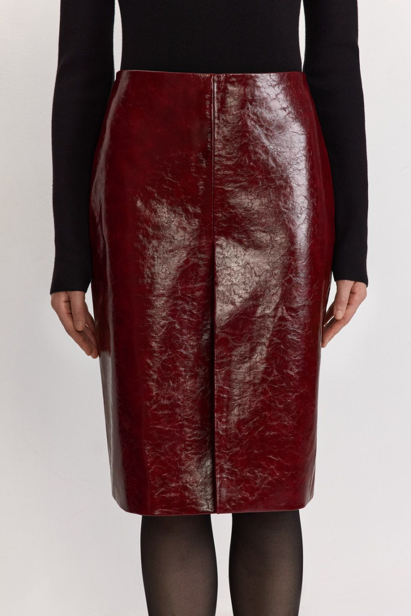 Юбка из экокожи TOPTOP, цвет: Бордовый, TT.071.16927.330 купить онлайн