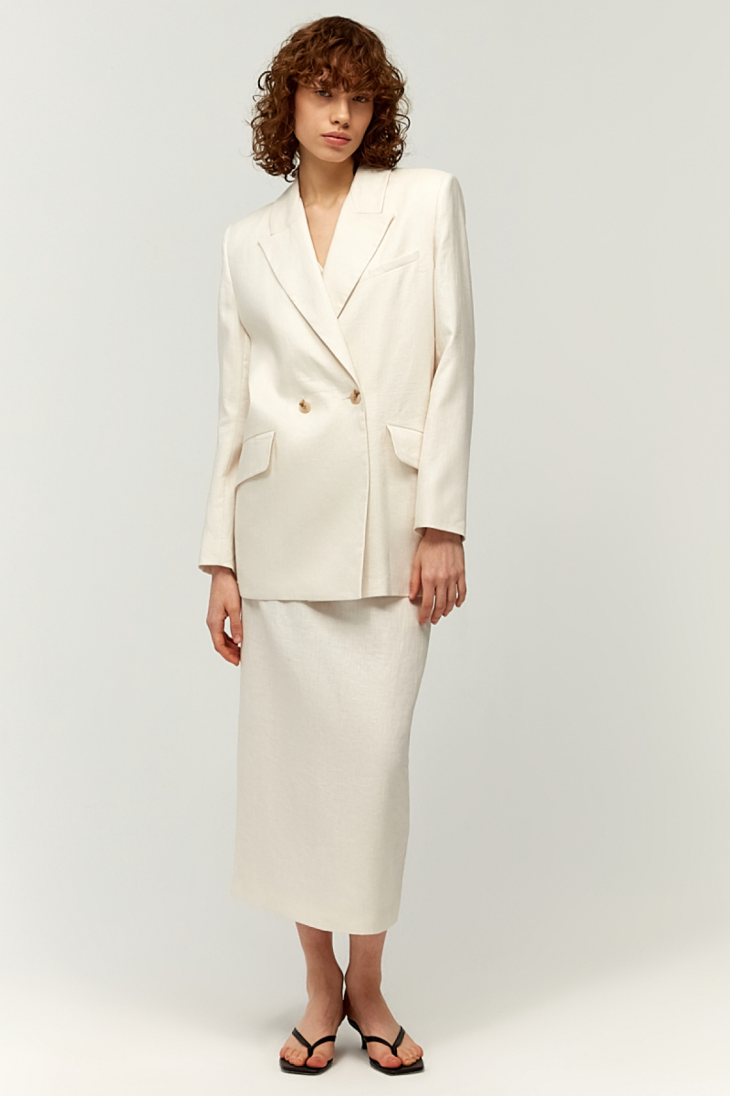 Льняная юбка миди FASHION REBELS, цвет: молочный, FR23SS1S2W350M купить онлайн