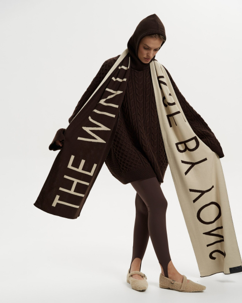 Шарф THE WINTERVERSE BY YONS YONS, цвет: бежевый/шоколад  купить онлайн