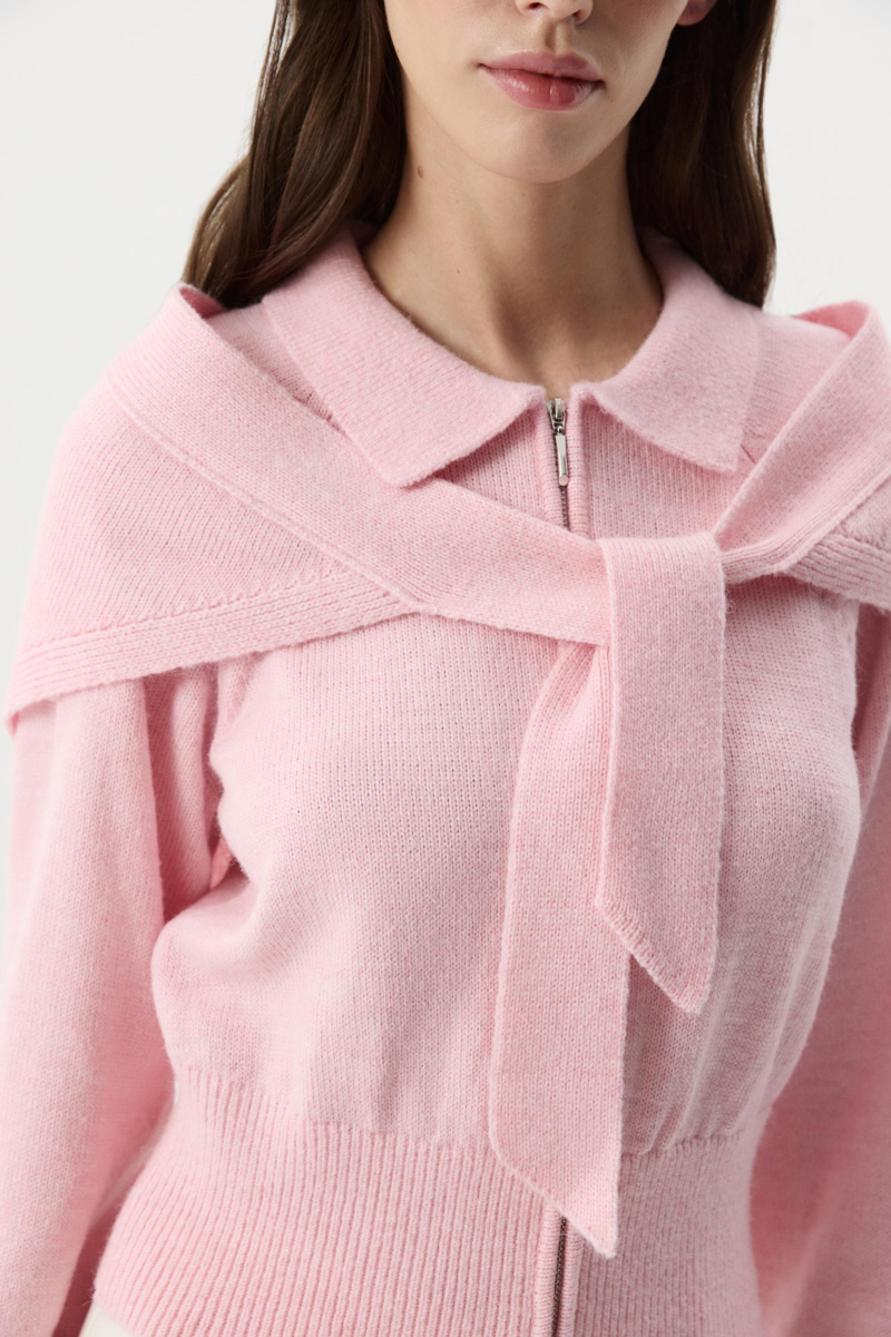 Кардиган на молнии с шерстью альпаки Charmstore, цвет: розовый,  купить онлайн