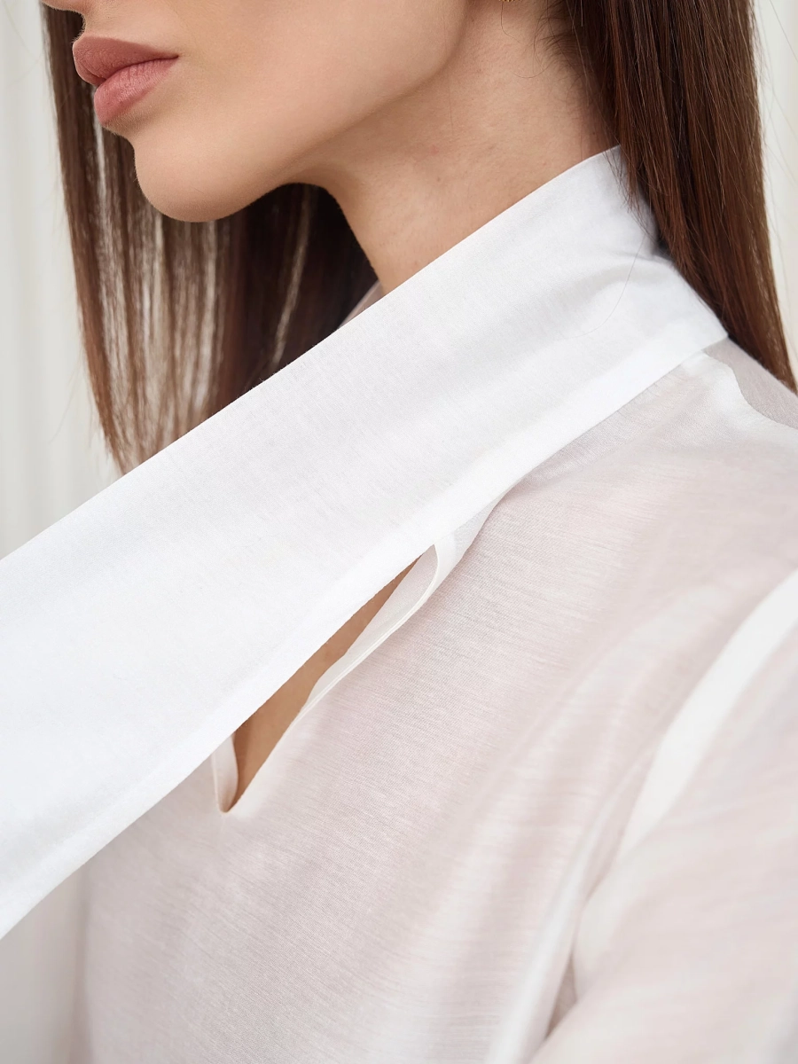 Блуза воздушная с бантом I.B.W., цвет: молочный, BL031 купить онлайн