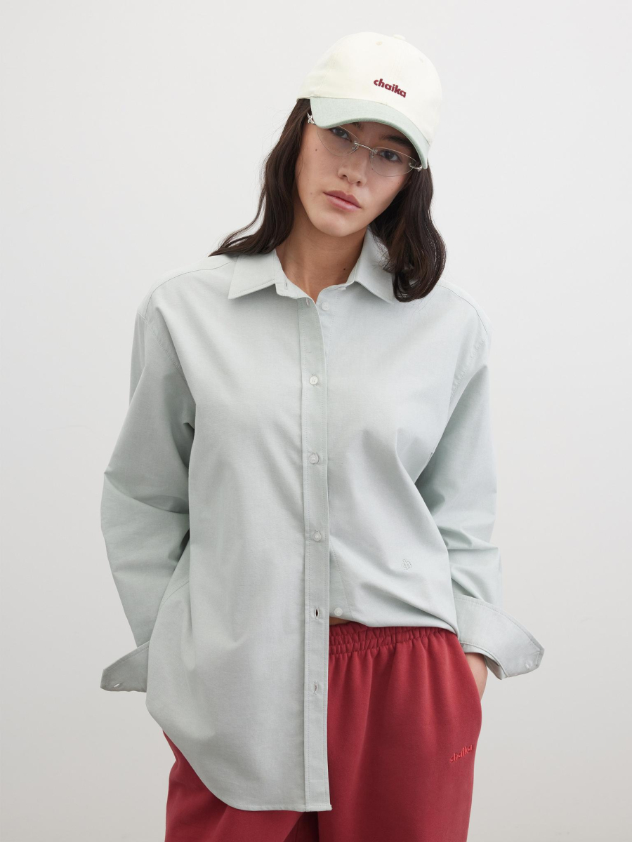 Рубашка однотонная с вышивкой Chaika, цвет: мятный, SS26BL04-82 купить онлайн