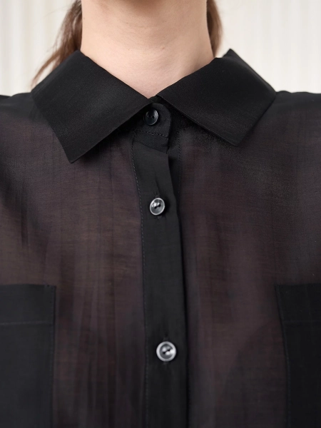 Блуза-рубашка воздушная I.B.W., цвет: Черный, BL030 купить онлайн