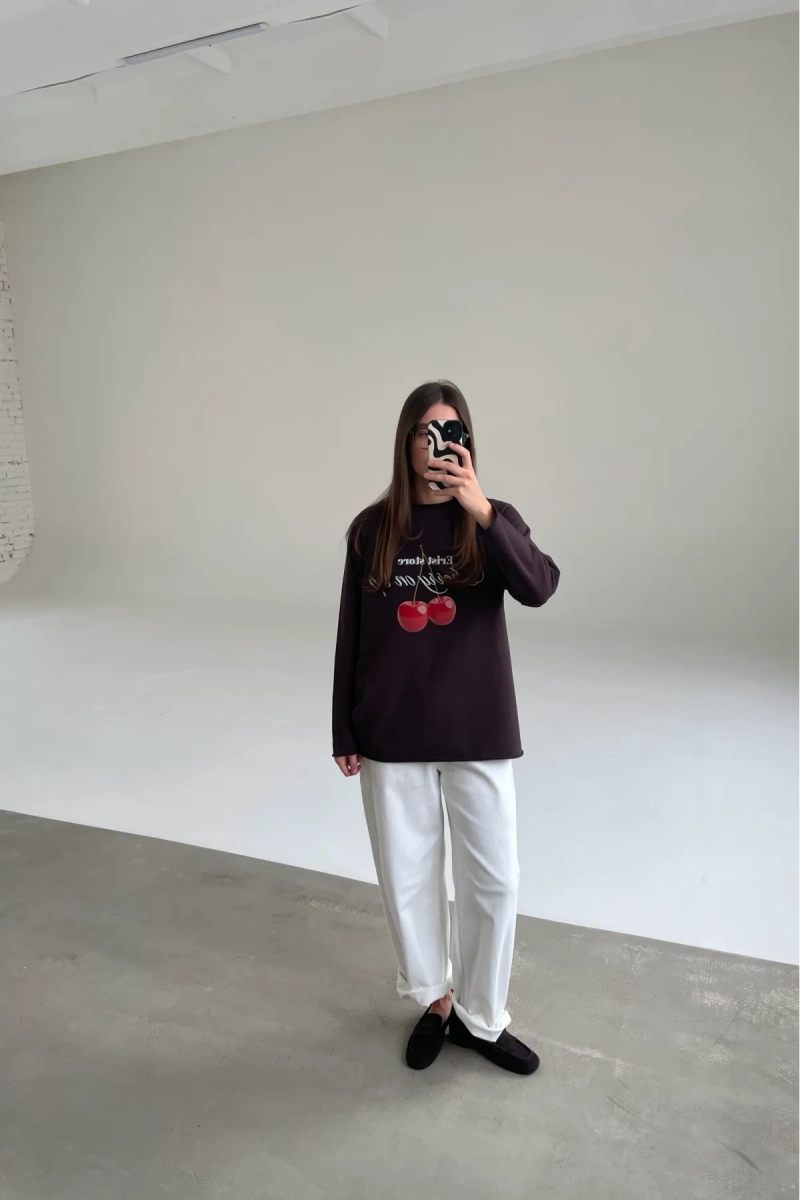 Лонгслив Вишня Erist store, цвет: коричневый, НФ-00003146 купить онлайн