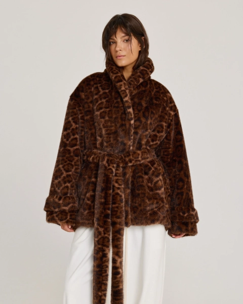 Пальто меховое LEOPARD Anmuse, цвет: разноцветный, FUR25W184-LEO купить онлайн