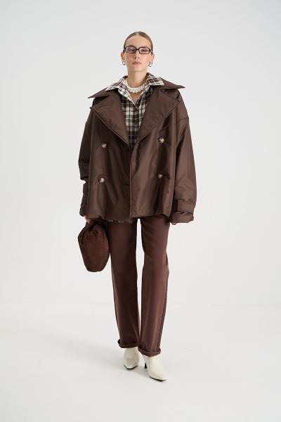 Тренч утепленный mini MIA AIM, цвет: шоколадный, MIA532 купить онлайн