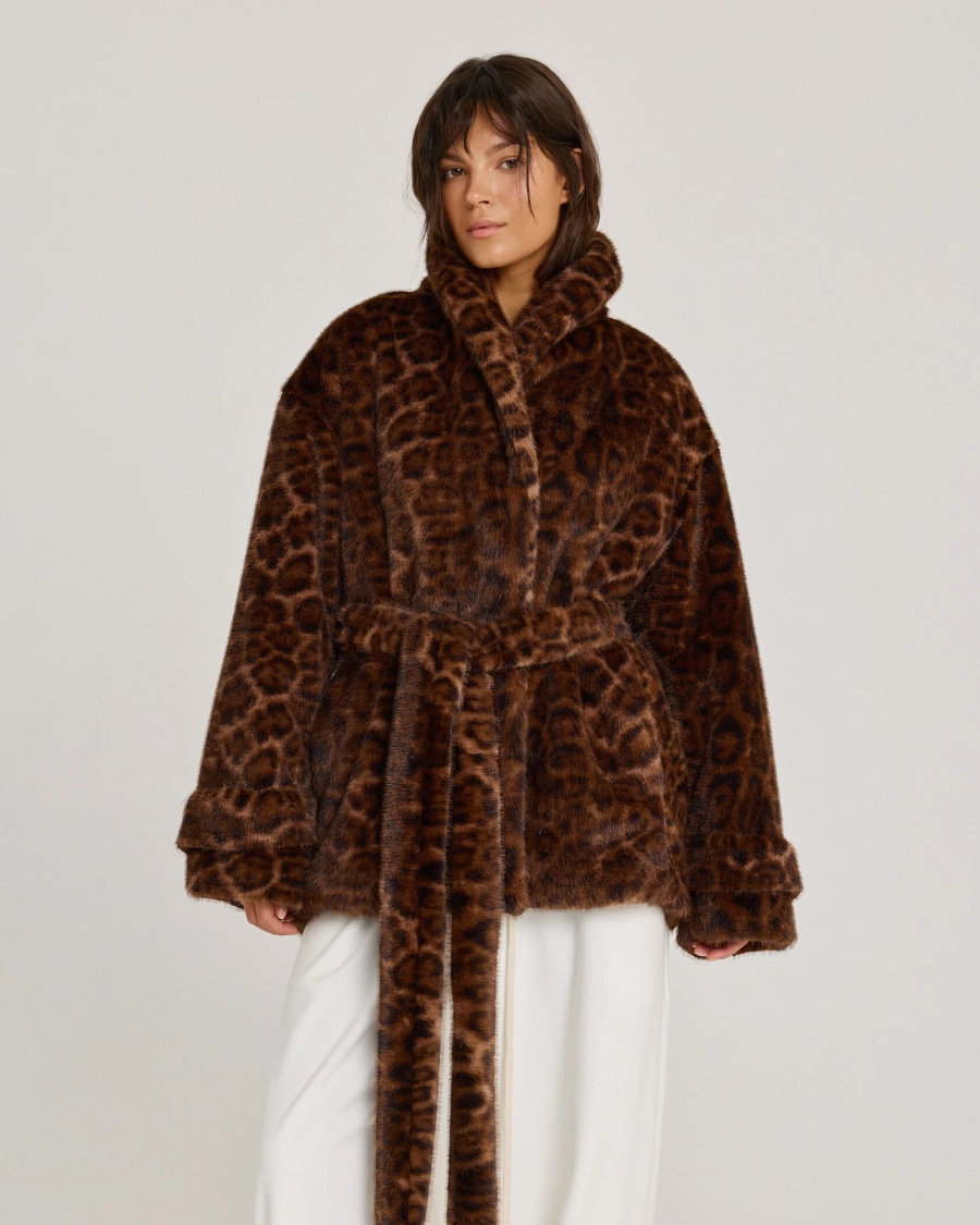 Пальто меховое LEOPARD Anmuse, цвет: разноцветный, FUR25W184-LEO купить онлайн