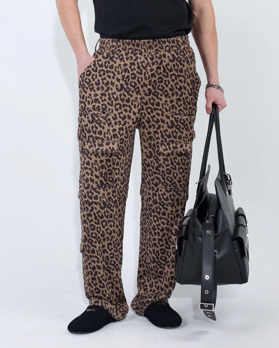 Брюки свободные леопардовые ASIA ST 71, цвет: коричневый, Ast71.pants-Leo-brown купить онлайн