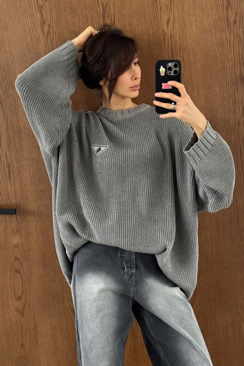 Джемпер объемный вязаный HRTG GREY Label .B, цвет: grey,  купить онлайн