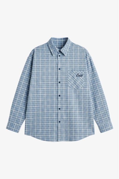 Рубашка в клетку с карманом Ледяной голубой Erist store, цвет: голубой, НФ-00003260 купить онлайн