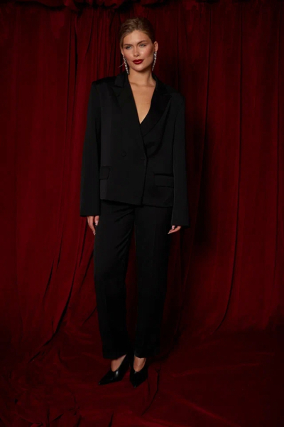 Брюки прямого кроя из костюмного атласа Ricoco, цвет: Черный, 7021/2 купить онлайн