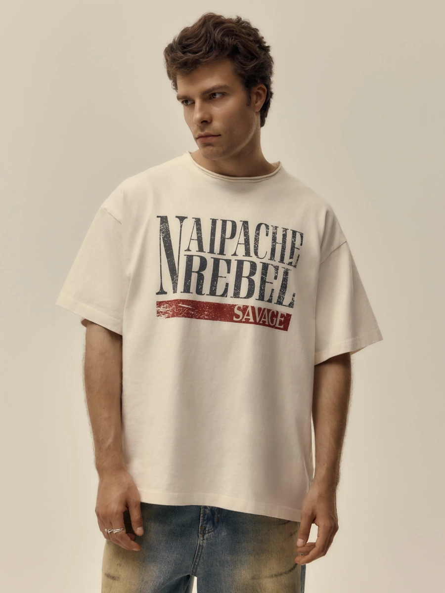 Футболка Гранж Rust & Rebel NAIPACHE, цвет: слоновая кость 2511073020 |новая коллекция купить онлайн